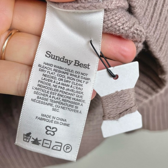 Sunday Best Women's Medium Peggy Sweater Cable Knit Oversized Deep Taupe Neutral - Picture 13 of 16